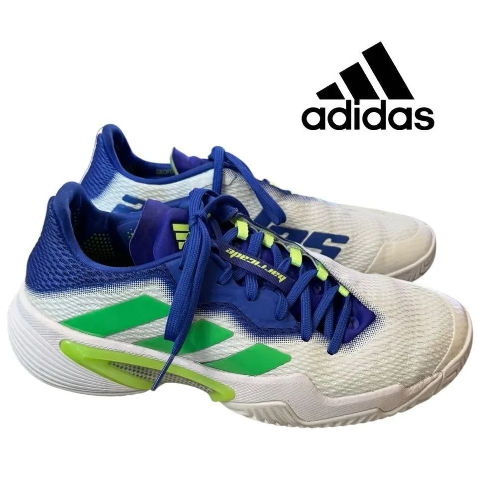 Adidas Men’s Barricade White Sonic Ink Tennis Shoes Sneakers 7